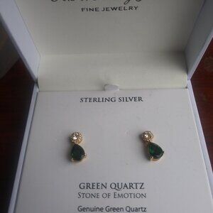 Macy's Green Quartz 18K Gold over Sterling Silver Earrings